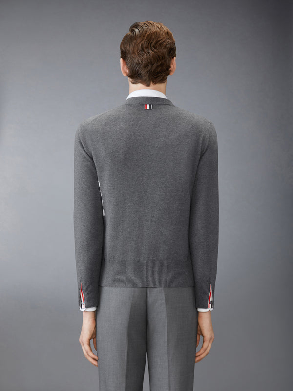 COTTON 4-BAR RELAXED FIT V NECK CARDIGAN - image 2