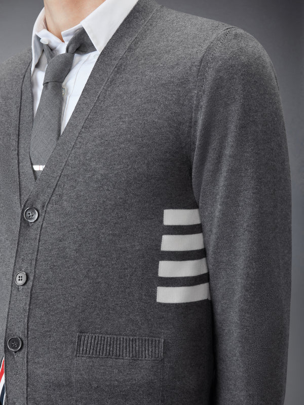 COTTON 4-BAR RELAXED FIT V NECK CARDIGAN - image 5