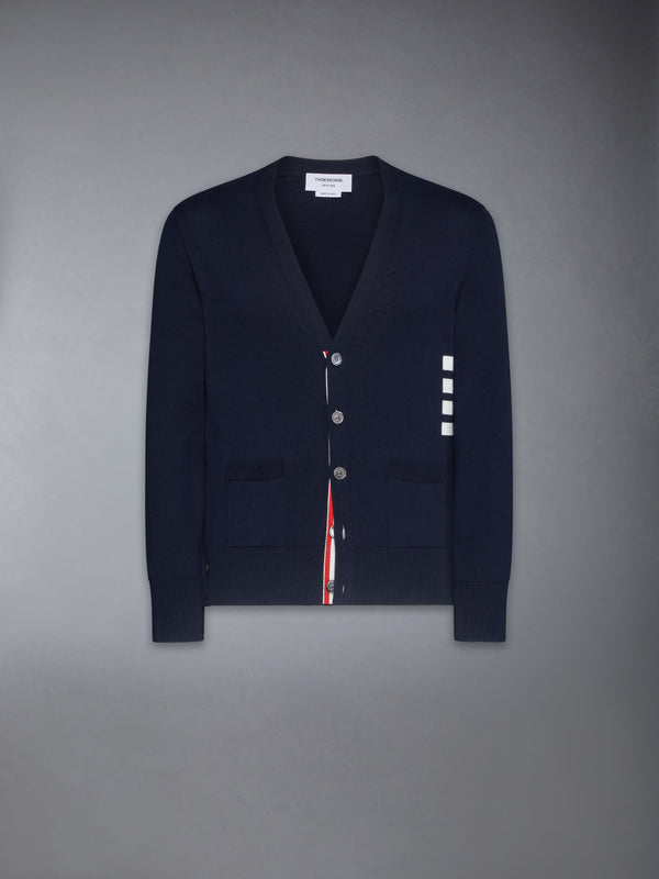 COTTON 4-BAR RELAXED FIT V NECK CARDIGAN - featured image