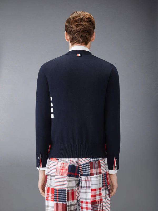 COTTON 4-BAR RELAXED FIT V NECK CARDIGAN - image 2
