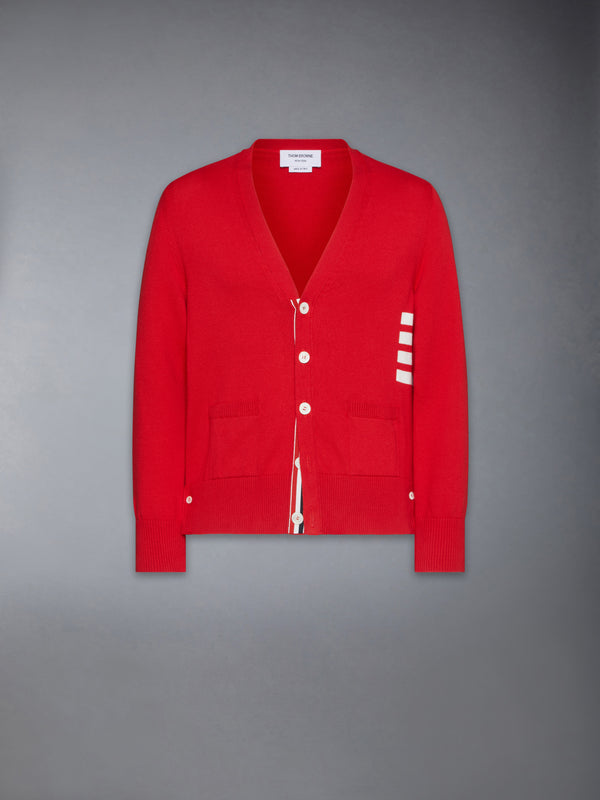 COTTON 4-BAR RELAXED FIT V NECK CARDIGAN - featured image