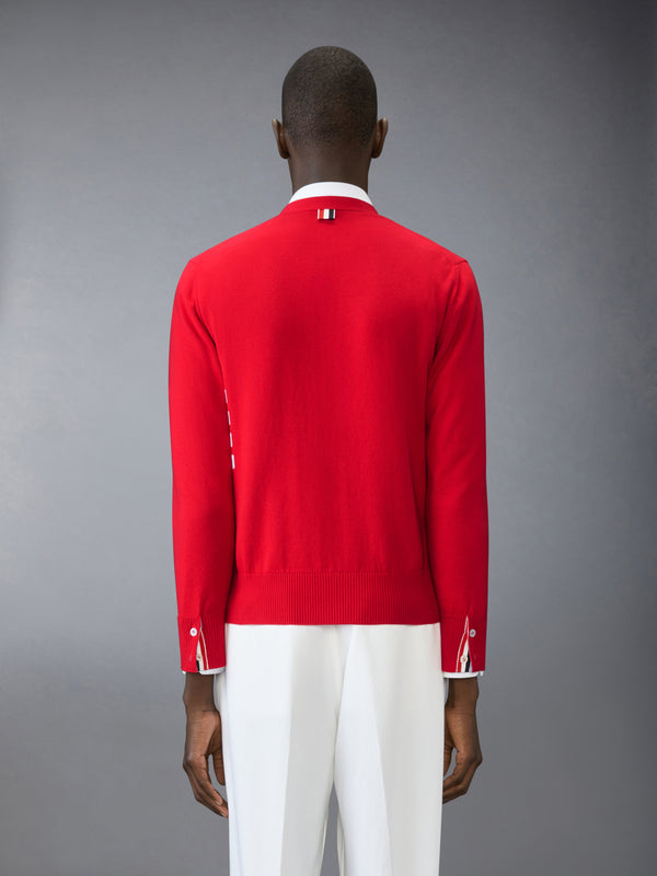 COTTON 4-BAR RELAXED FIT V NECK CARDIGAN - image 2