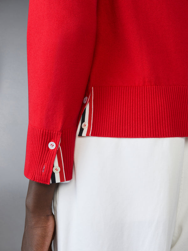 COTTON 4-BAR RELAXED FIT V NECK CARDIGAN - image 4