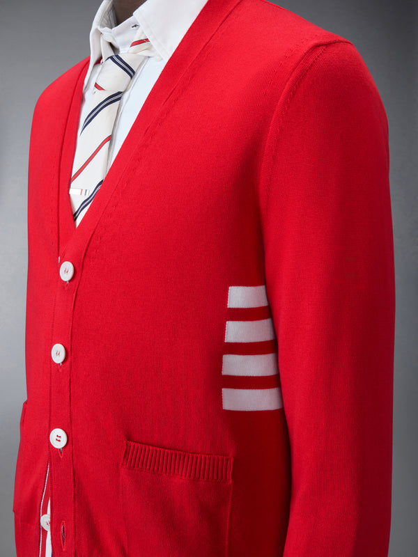 COTTON 4-BAR RELAXED FIT V NECK CARDIGAN - image 5