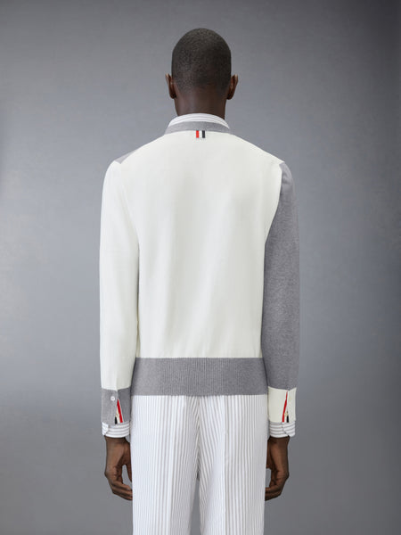 FUNMIX 4 BAR リラックスフィット　Vネックカーディガン ライト グレー/白