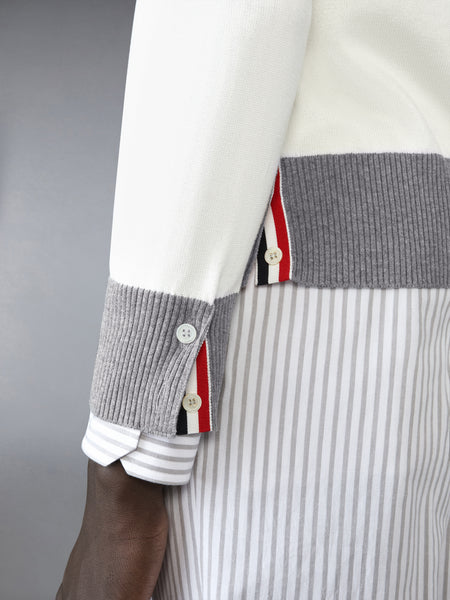 FUNMIX 4 BAR リラックスフィット　Vネックカーディガン ライト グレー/白