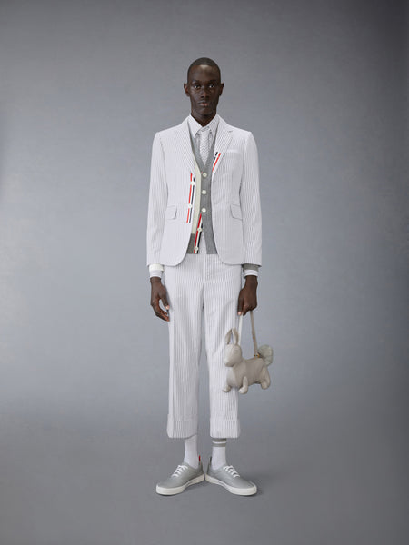 FUNMIX 4 BAR リラックスフィット　Vネックカーディガン ライト グレー/白