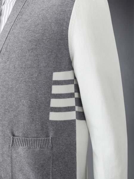 FUNMIX 4 BAR リラックスフィット　Vネックカーディガン ライト グレー/白