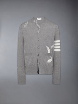 FEATHER INTARSIA 4-BAR CARDIGAN