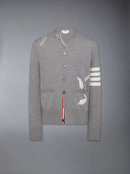 FEATHER INTARSIA 4-BAR CARDIGAN
