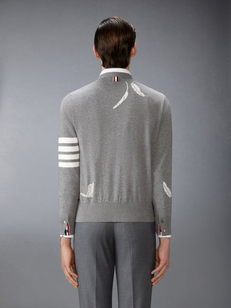 FEATHER INTARSIA 4-BAR CARDIGAN