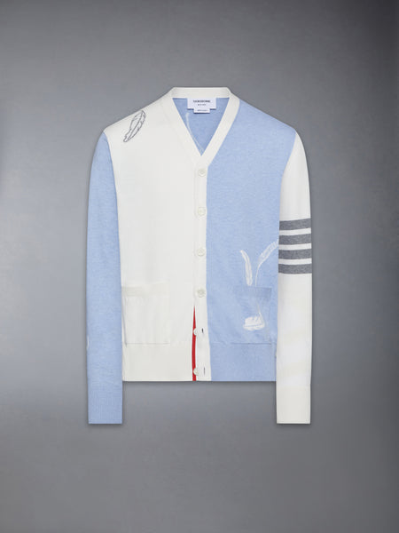 FUNMIX FEATHER INTARSIA HIGHNECK CARDIGAN
