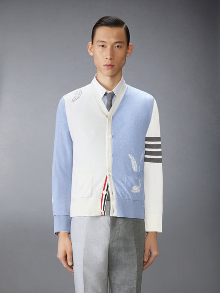 FUNMIX FEATHER INTARSIA HIGHNECK CARDIGAN