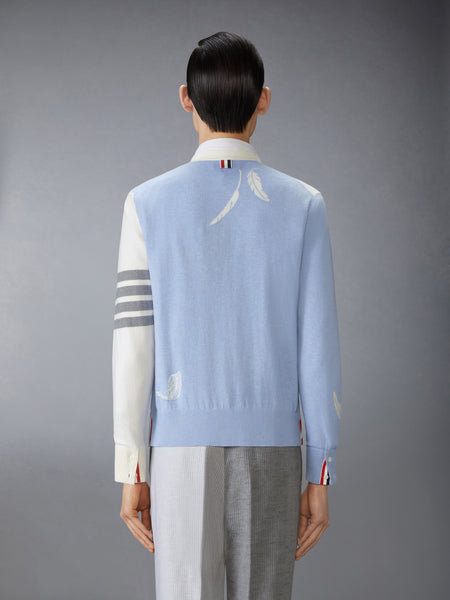FUNMIX FEATHER INTARSIA HIGHNECK CARDIGAN
