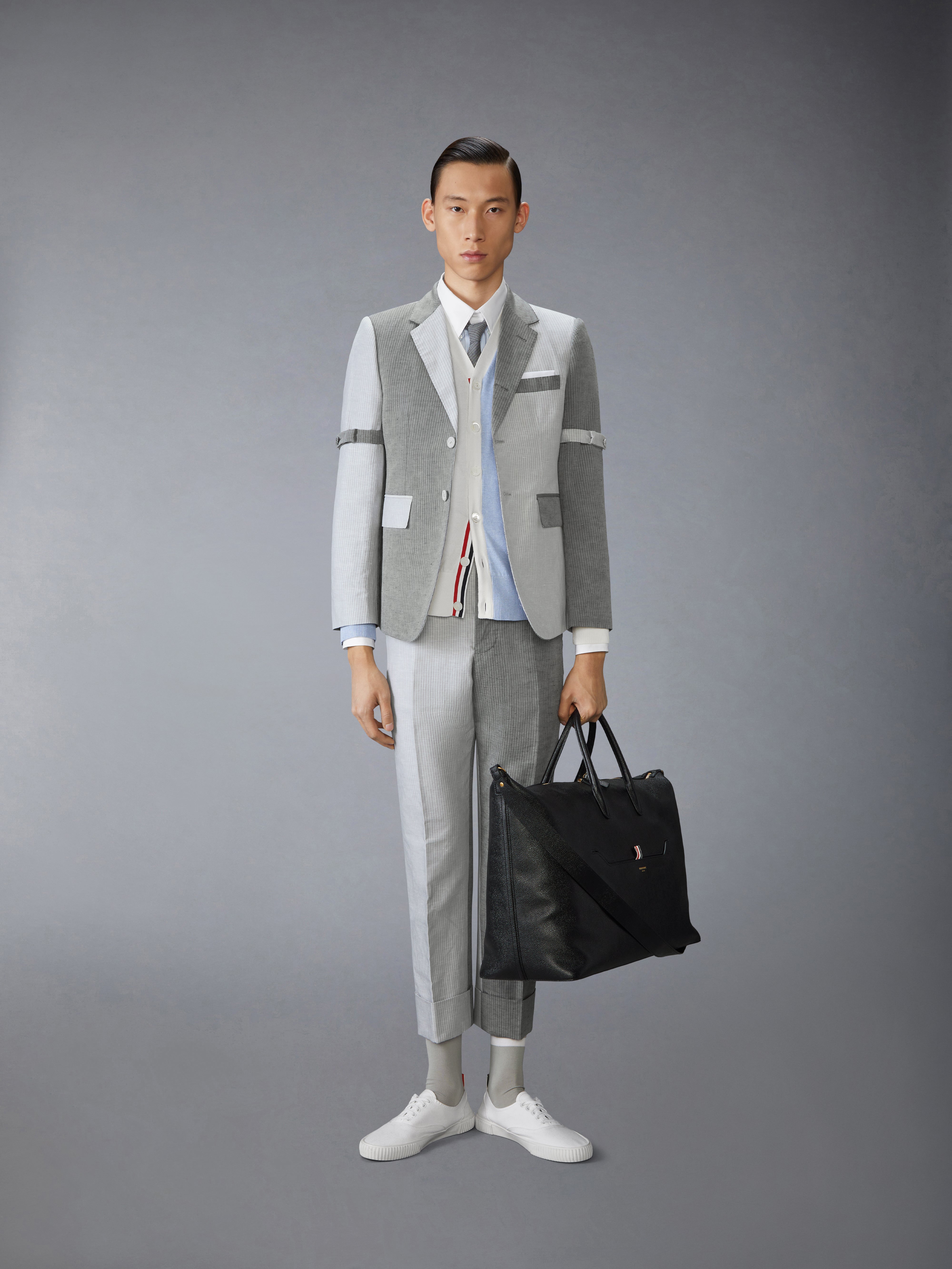 Funmix Feather Intarsia Highneck Cardigan | Thom Browne