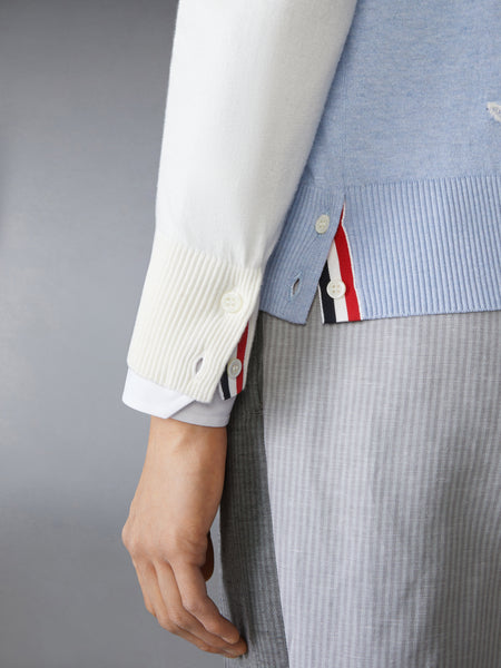FUNMIX FEATHER INTARSIA HIGHNECK CARDIGAN