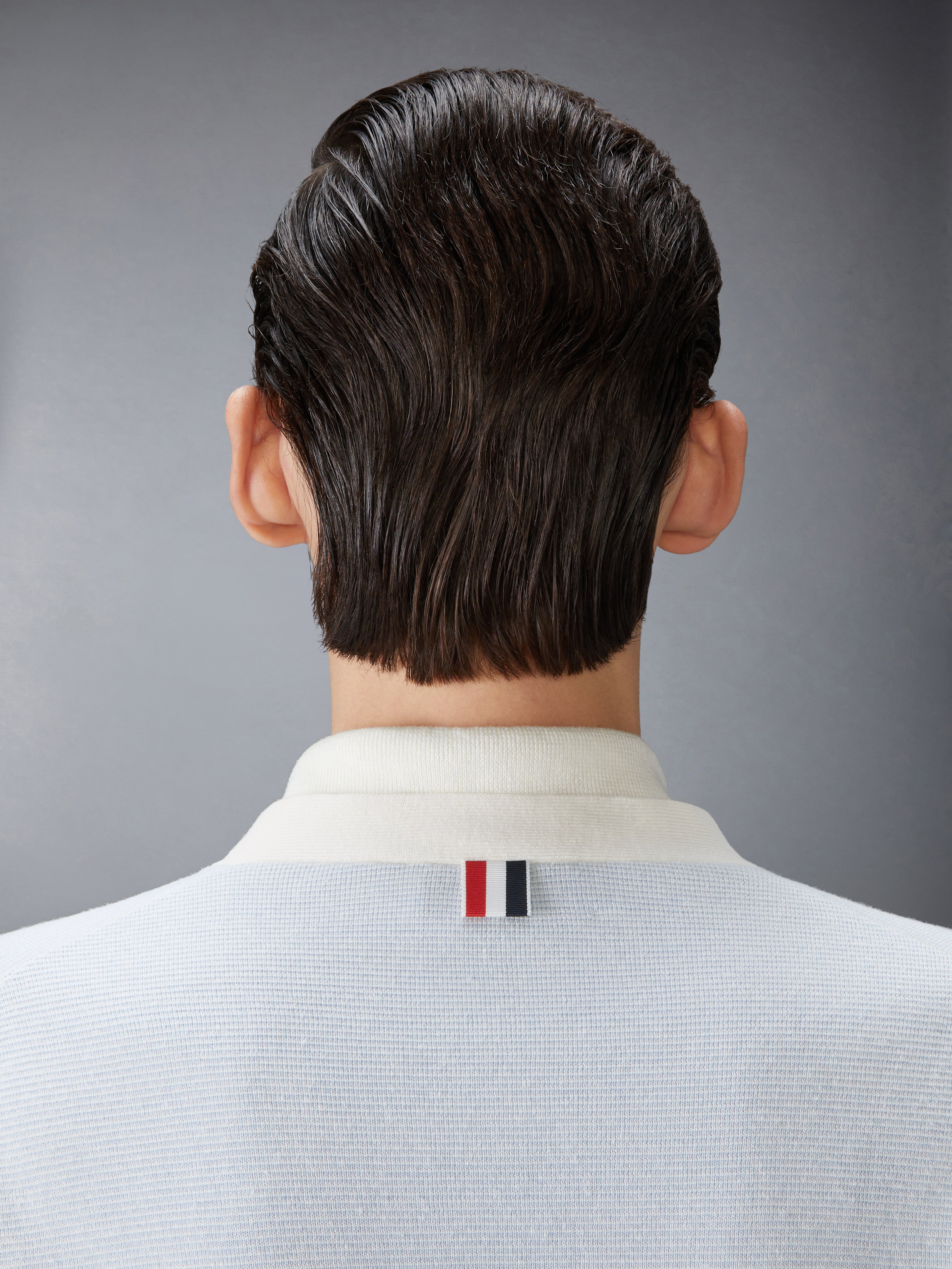 テクスチャードストライプ ステッチ 4-BAR ポロシャツ | Thom Browne