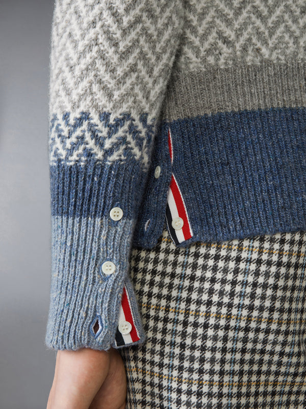 DONEGAL AND CUSHENDALE HERRINGBONE JACQUARD V NECK CARDIGAN - image 4