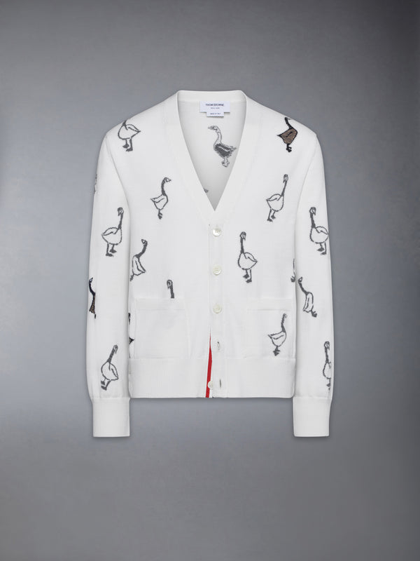 GEESE INTARSIA MERINO WOOL RELAXED FIT V NECK CARDIGAN - featured image