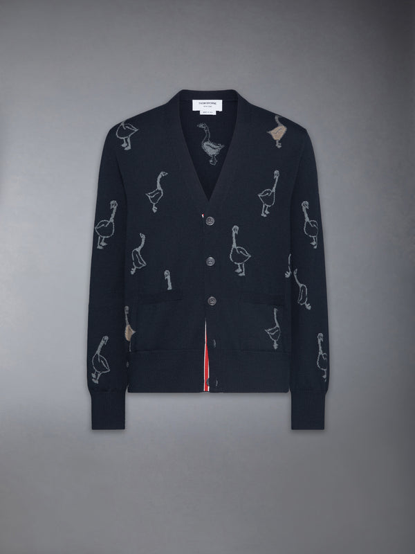 GEESE INTARSIA MERINO WOOL RELAXED FIT V NECK CARDIGAN - featured image