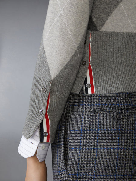 ARGYLE INTARSIA CASHMERE V NECK CARDIGAN