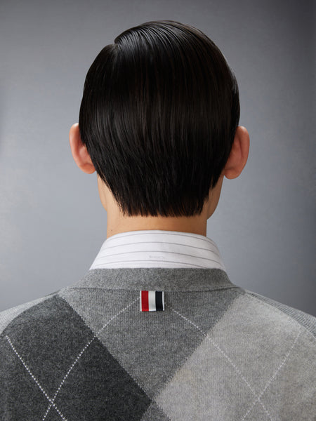 ARGYLE INTARSIA CASHMERE V NECK CARDIGAN