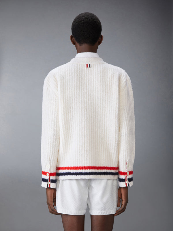 톰브라운 메리노 울 청키 스티치 브이넥 카디건 MKC604A-Y1054-100