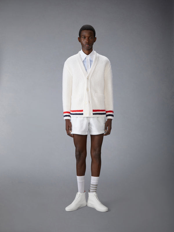 톰브라운 메리노 울 청키 스티치 브이넥 카디건 MKC604A-Y1054-100