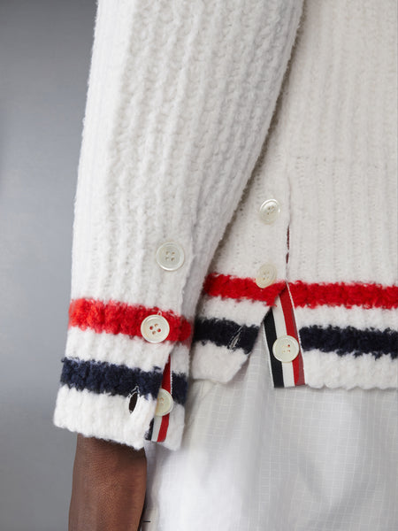 MERINO WOOL CHUNKY STITCH V NECK CARDIGAN