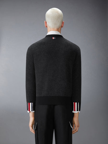 MERINO WOOL INTARSIA V NECK CARDIGAN