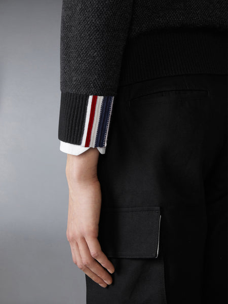 MERINO WOOL INTARSIA V NECK CARDIGAN