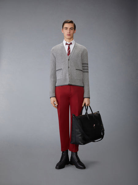 MILANO STITCH MERINO WOOL 4-BAR V NECK CARDIGAN