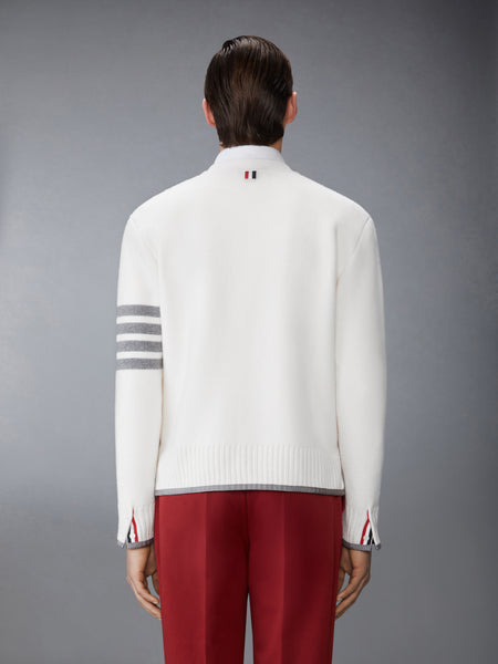 MILANO STITCH MERINO WOOL 4-BAR V NECK CARDIGAN