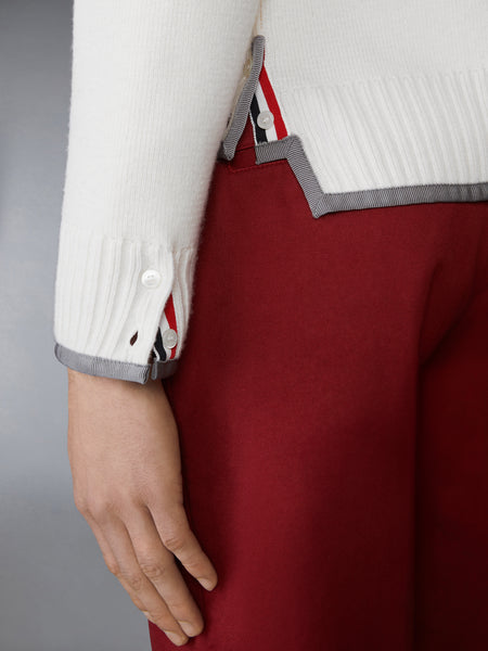 MILANO STITCH MERINO WOOL 4-BAR V NECK CARDIGAN