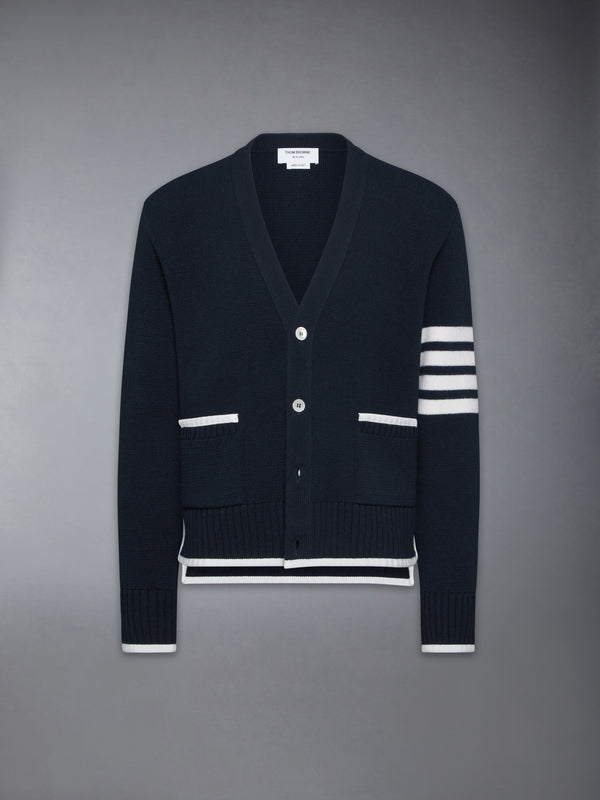 MILANO STITCH MERINO WOOL 4-BAR V NECK CARDIGAN - featured image