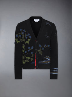 SCENIC INTARSIA FINE MERINO WOOL V NECK CARDIGAN