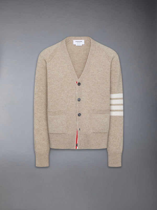 SHETLAND WOOL 4-BAR RELAXED FIT V NECK CARDIGAN - featured image