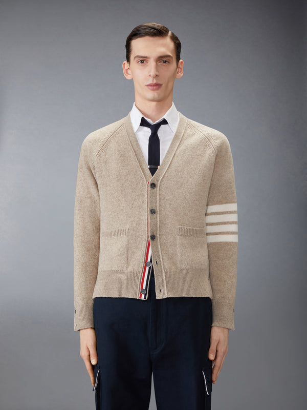 SHETLAND WOOL 4-BAR RELAXED FIT V NECK CARDIGAN - image 1