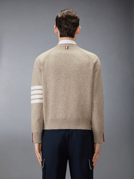 SHETLAND WOOL 4-BAR RELAXED FIT V NECK CARDIGAN