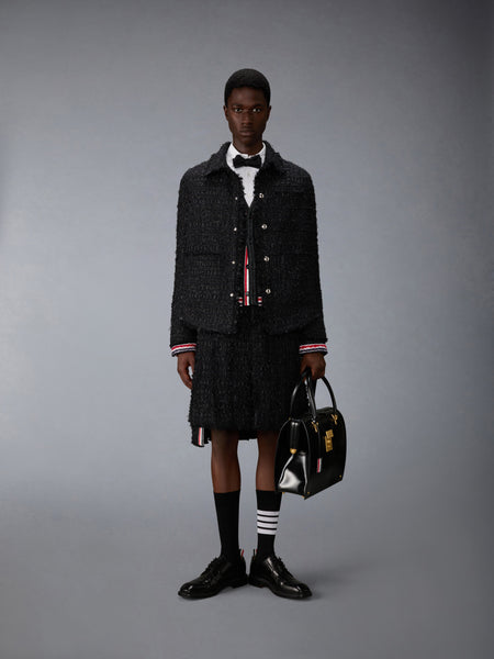 TARTAN JACQUARD MERINO MOHAIR CARDIGAN JACKET BLACK