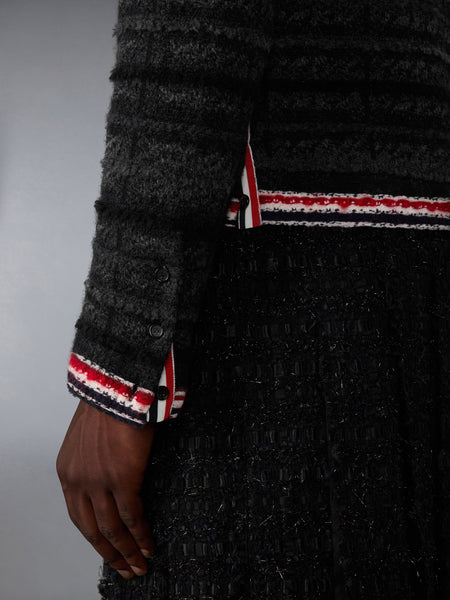 TARTAN JACQUARD MERINO MOHAIR CARDIGAN JACKET BLACK