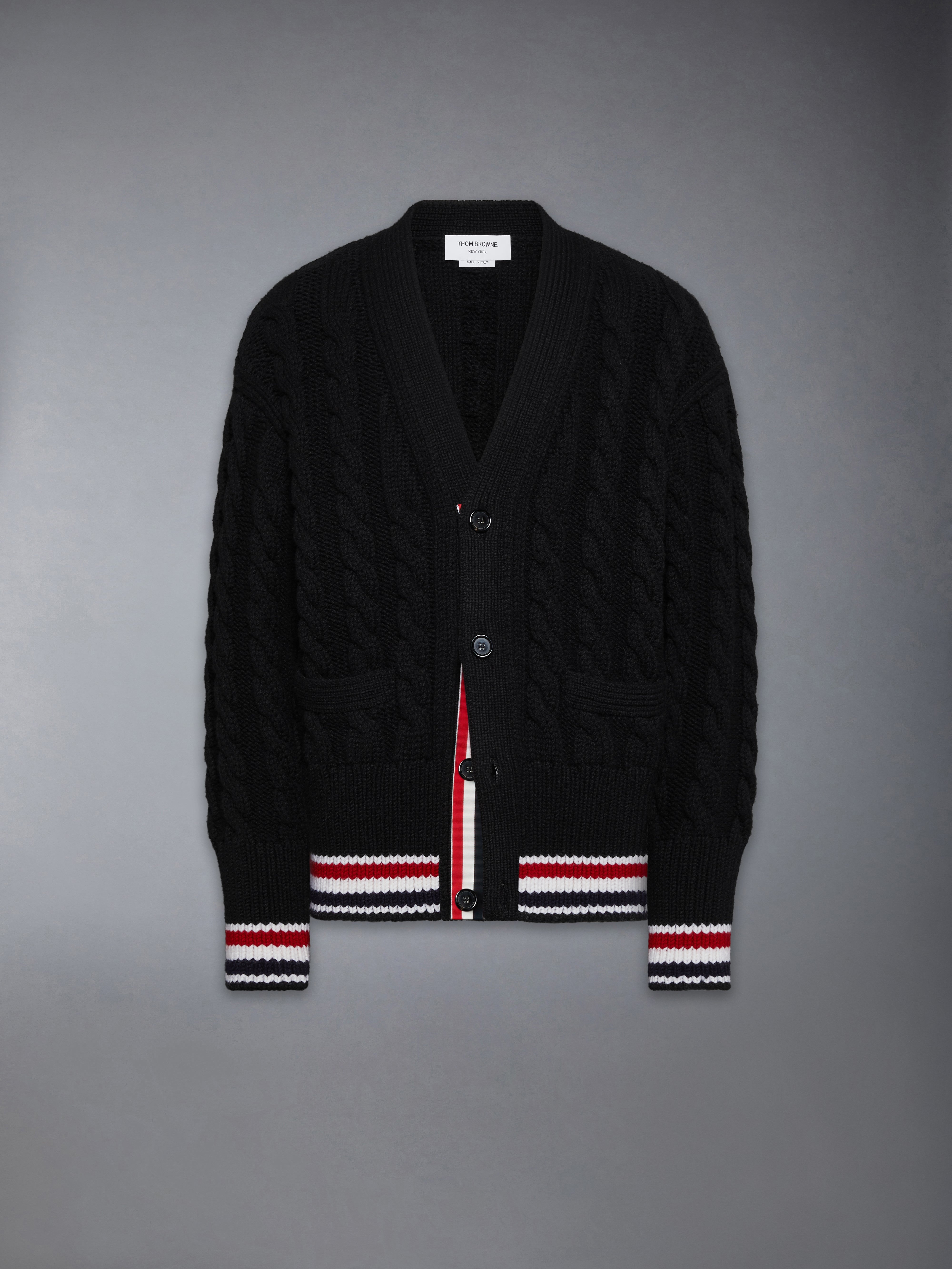yu　THOM BROWNE　ストライプカーディガン THOM BROWNE ストライプ コットン カーディガン 【関税込】