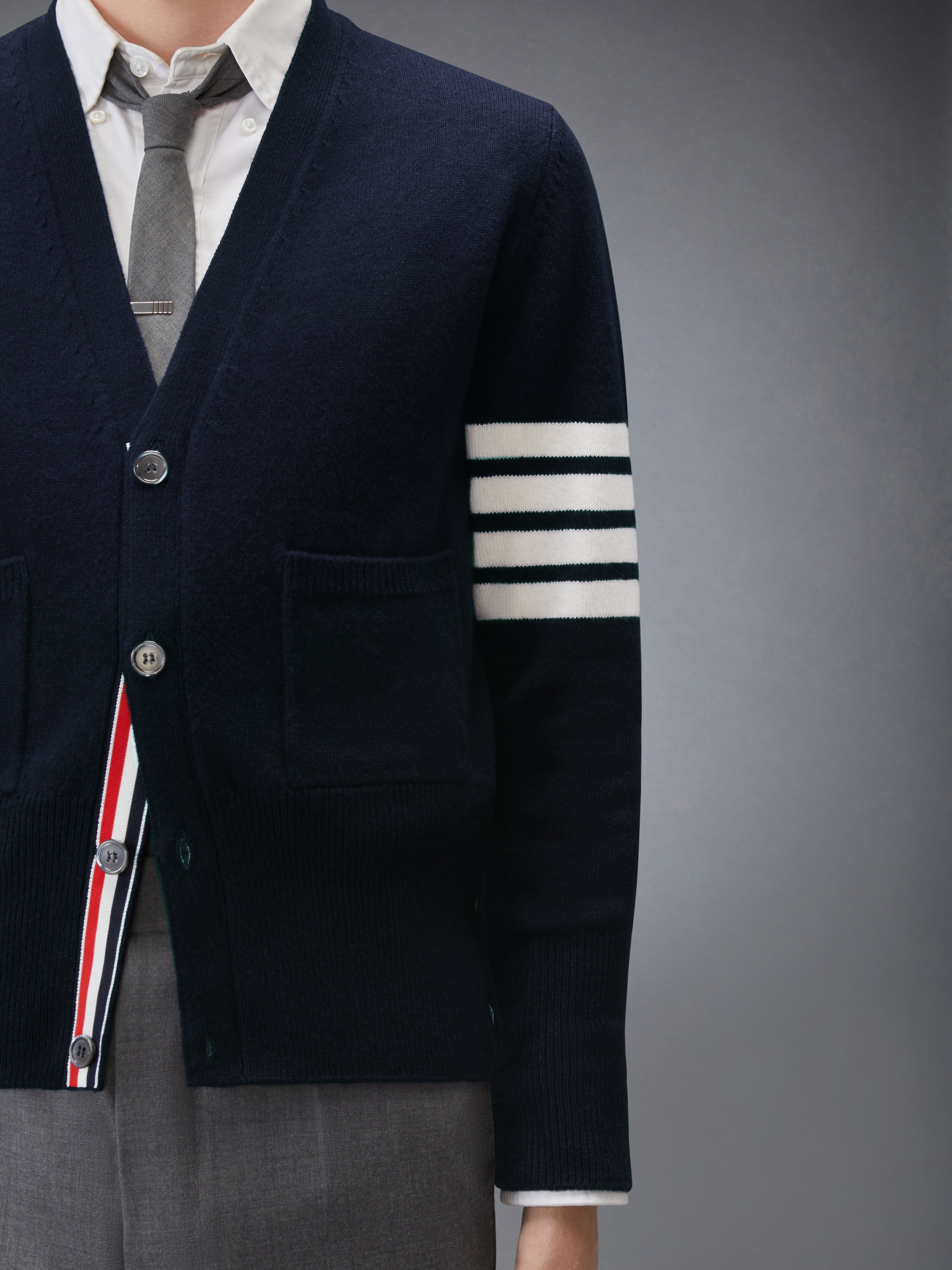 旧正月ウール 4-BAR インターシャ カーディガン | Thom Browne