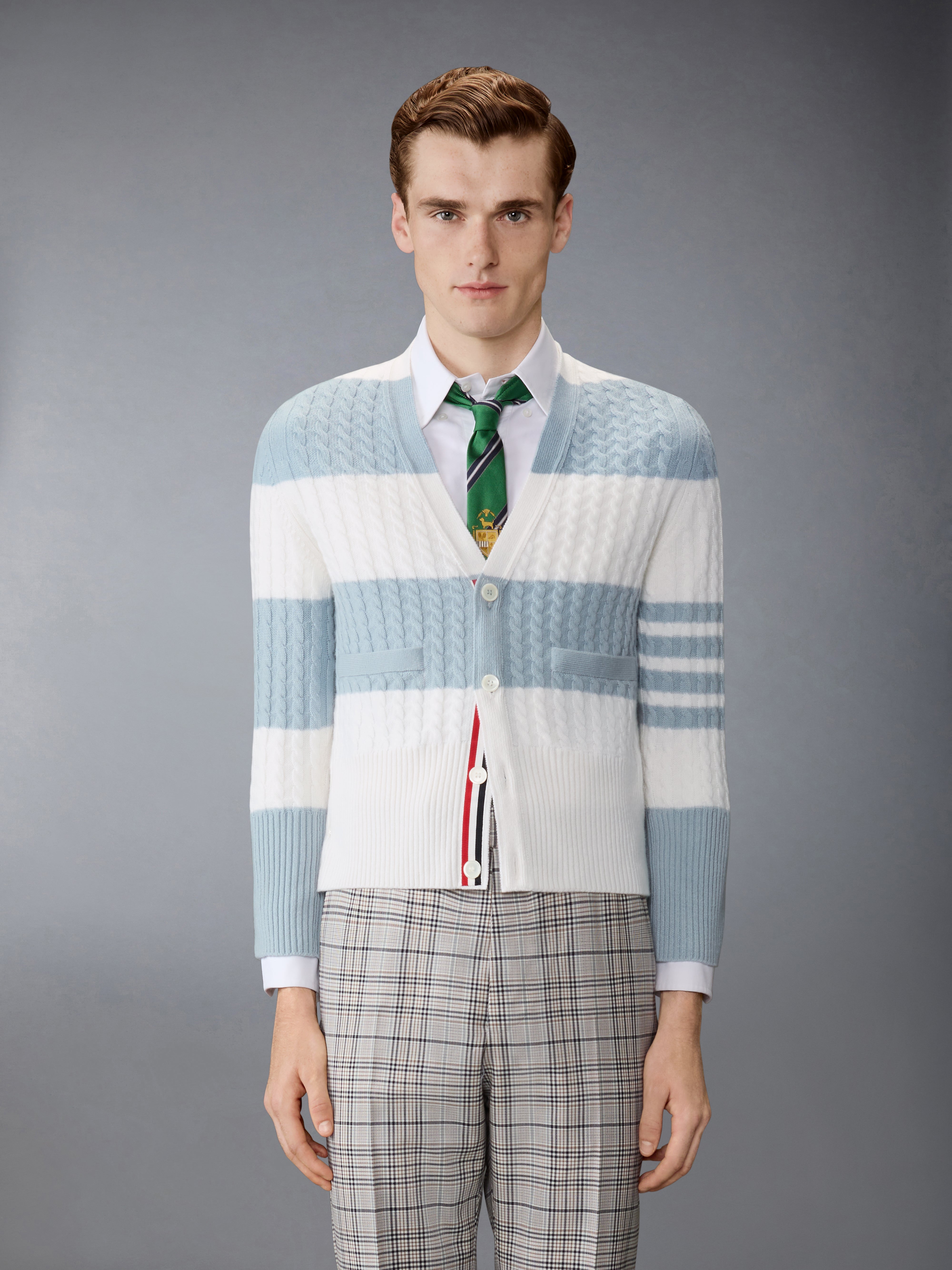 トム・ブラウン ケーブル ニット カーディガン アイボリー THOM BROWNE 