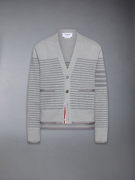 MILANO STITCH STRIPED BOXY FIT CARDIGAN TONAL GREY