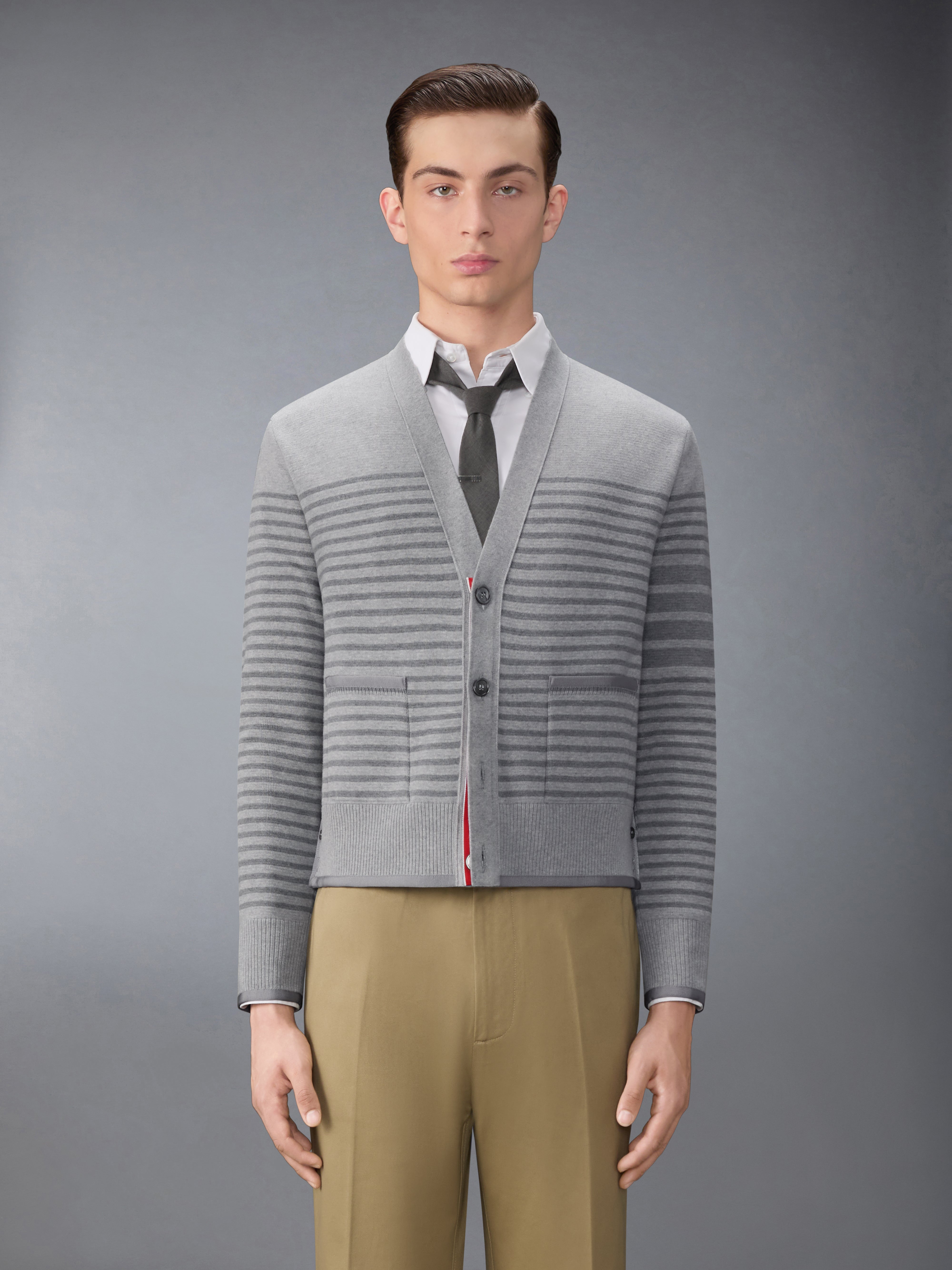 Milano Stitch Striped Boxy Fit Cardigan | Thom Browne