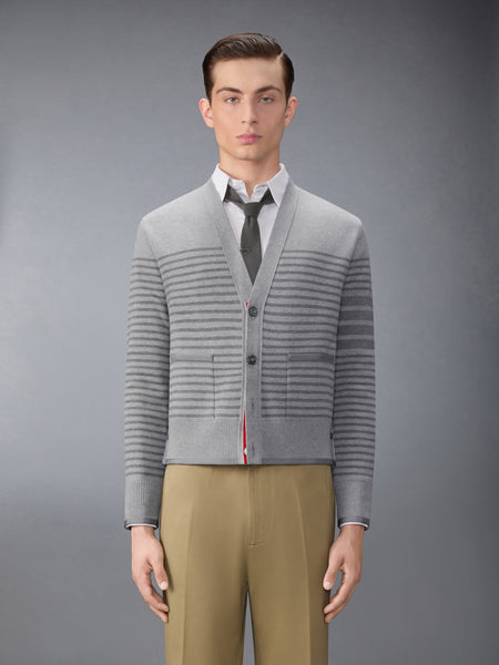 MILANO STITCH STRIPED BOXY FIT CARDIGAN TONAL GREY
