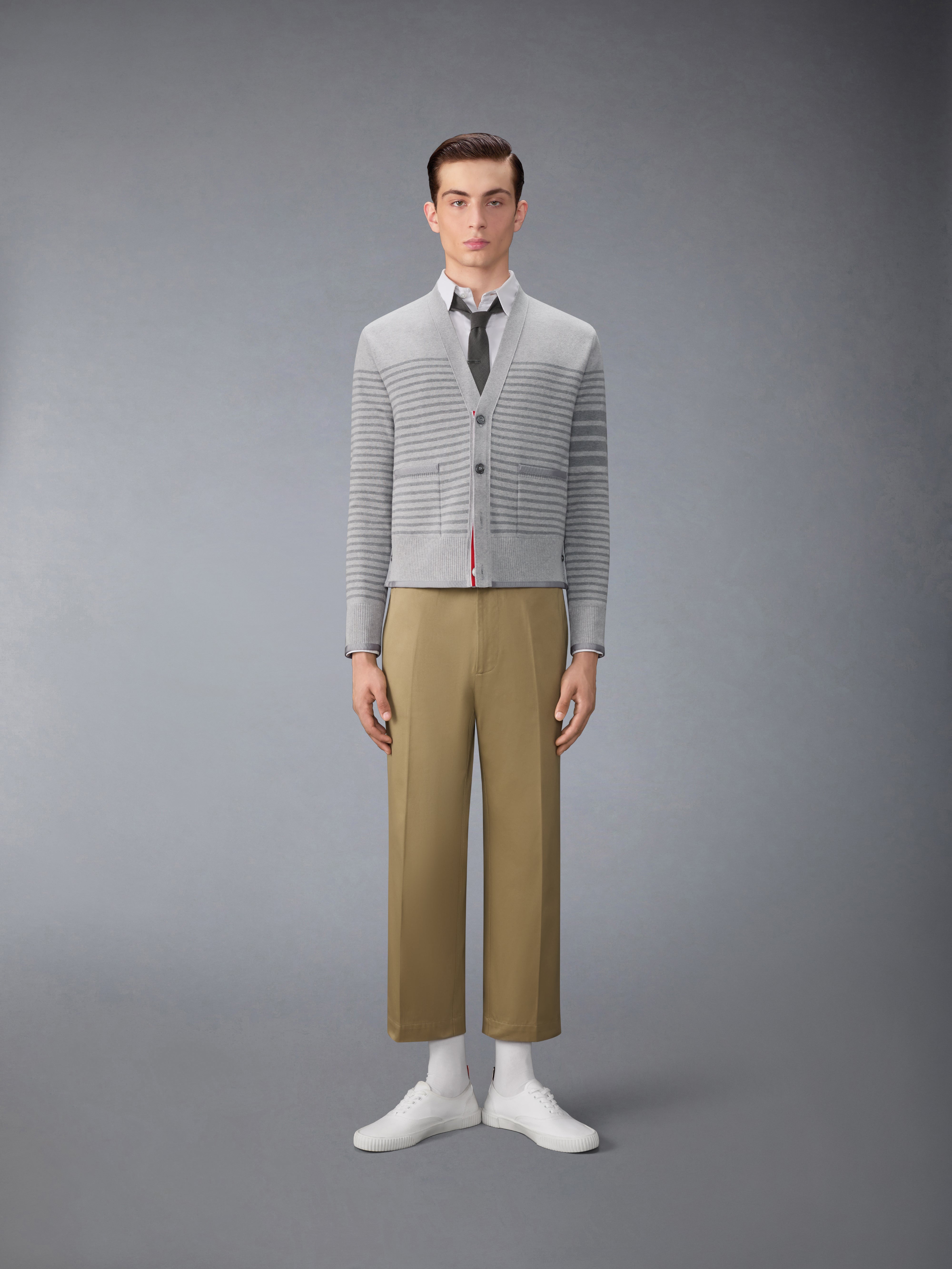 Milano Stitch Striped Boxy Fit Cardigan | Thom Browne