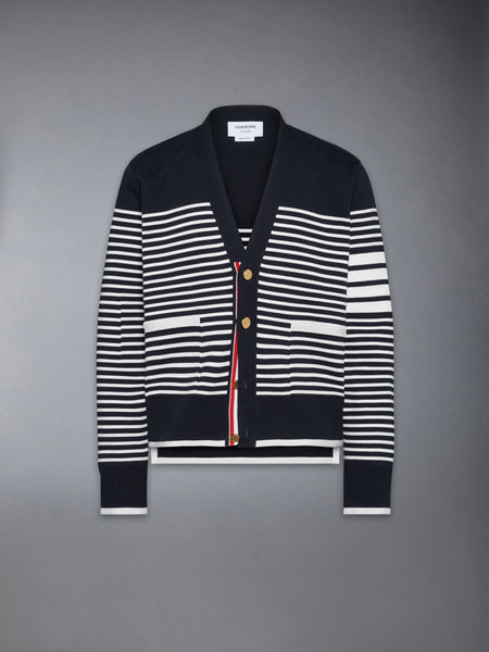 MILANO STITCH STRIPED BOXY FIT CARDIGAN NAVY/WHITE