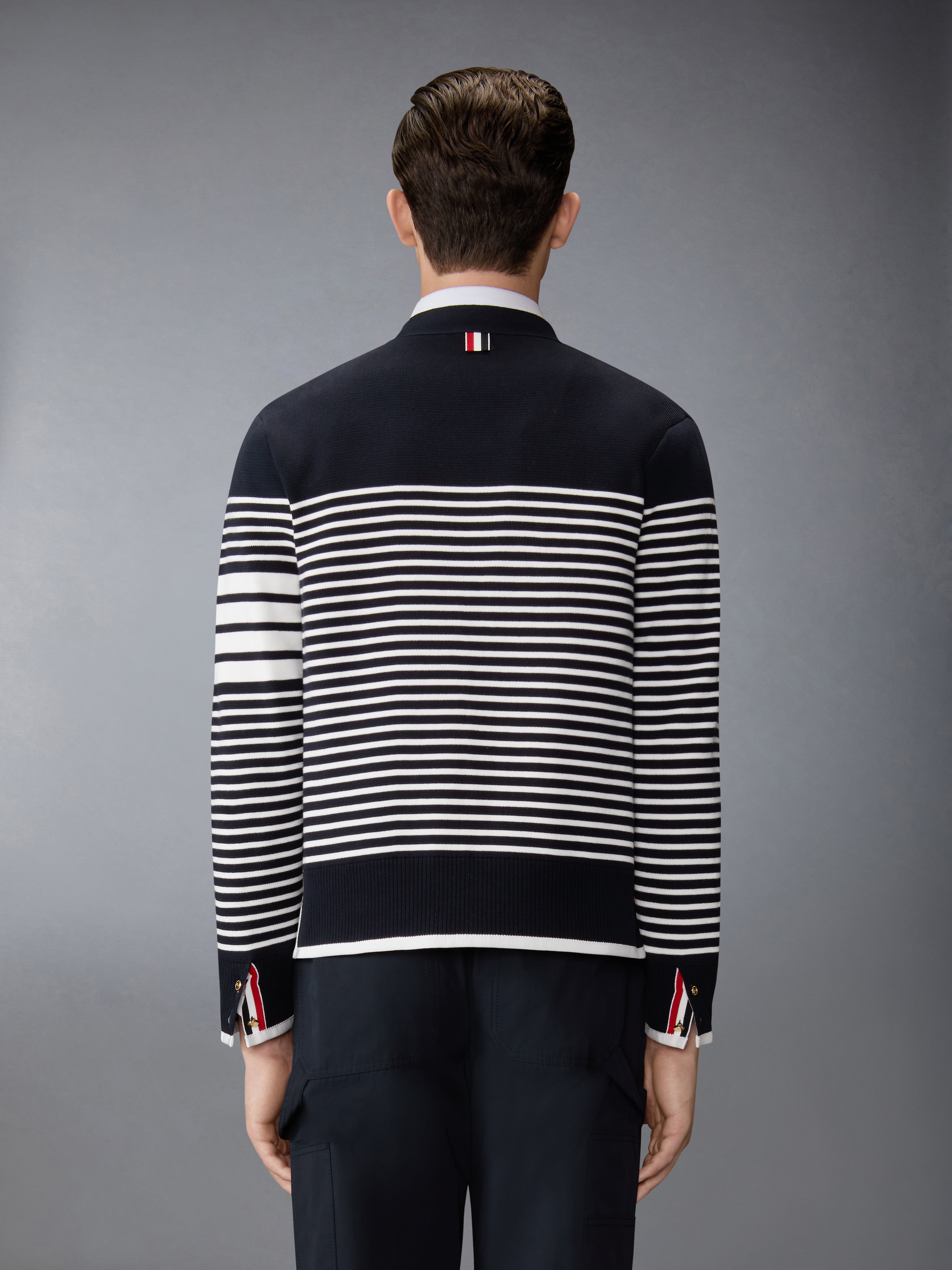 Milano Stitch Striped Boxy Fit Cardigan | Thom Browne
